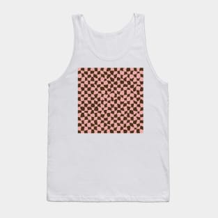 Warped Checkerboard, Pink and Brown Tank Top